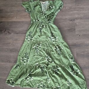 Elegant Green Floral Women's Dress